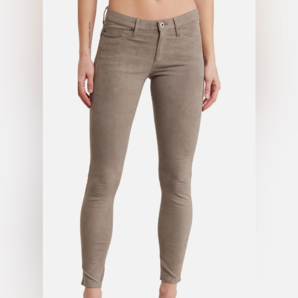 AG Adriano Goldschmeid 27R The Jegging Super Skinny Jeans Tan Microsuede Stretch